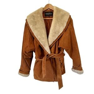 Vintage Wilsons Leather Jacket Suede Faux Fur Sherpa Y2K Coat Womens Small